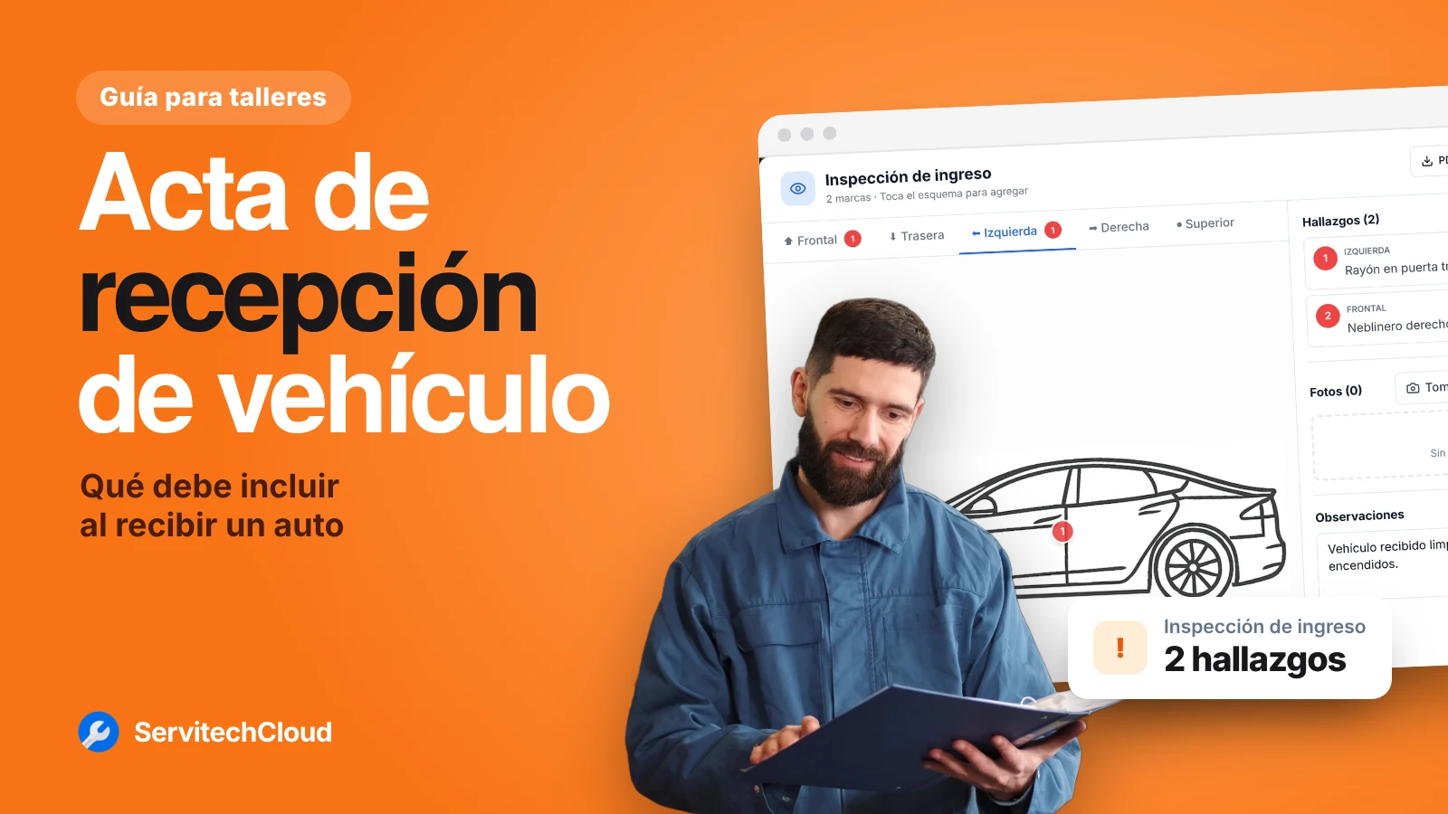 Acta de recepción de vehículo en taller: qué debe incluir