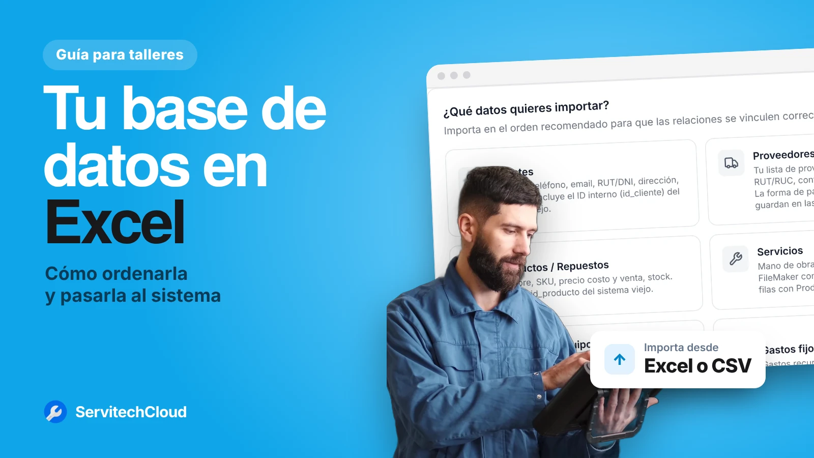 Base de datos de taller mecánico en Excel: cómo ordenarla