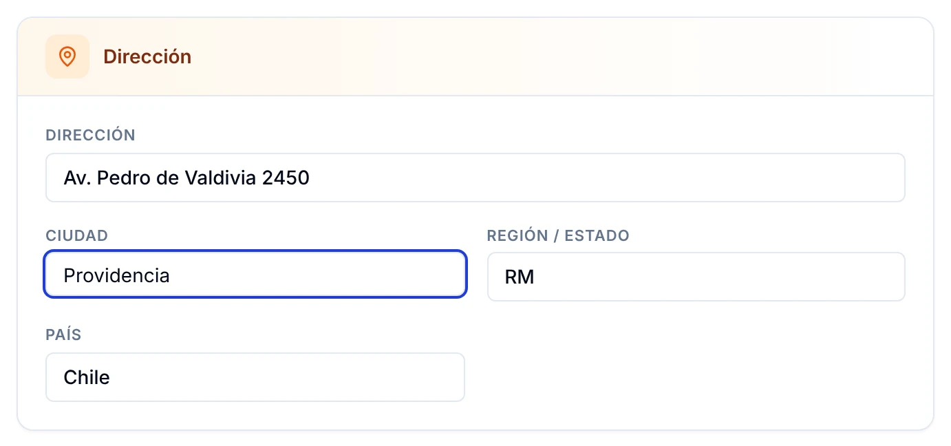 Campo Ciudad de la ficha del cliente activo para editar