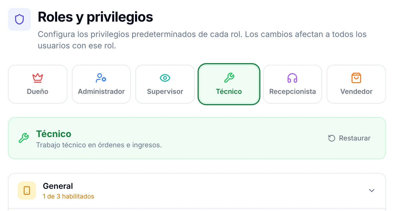 Roles y permisos en un taller mecánico: quién ve qué