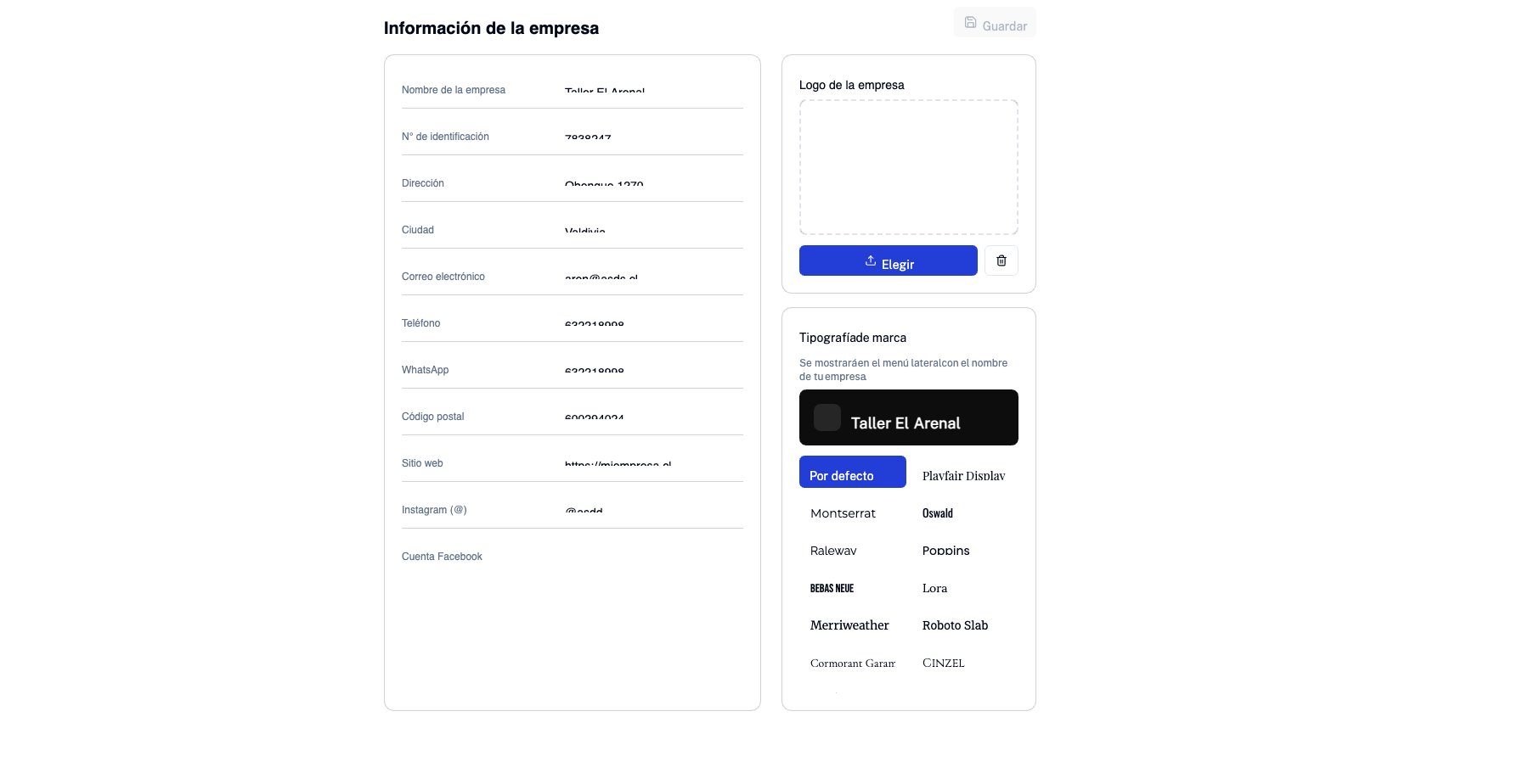 Configuración de empresa