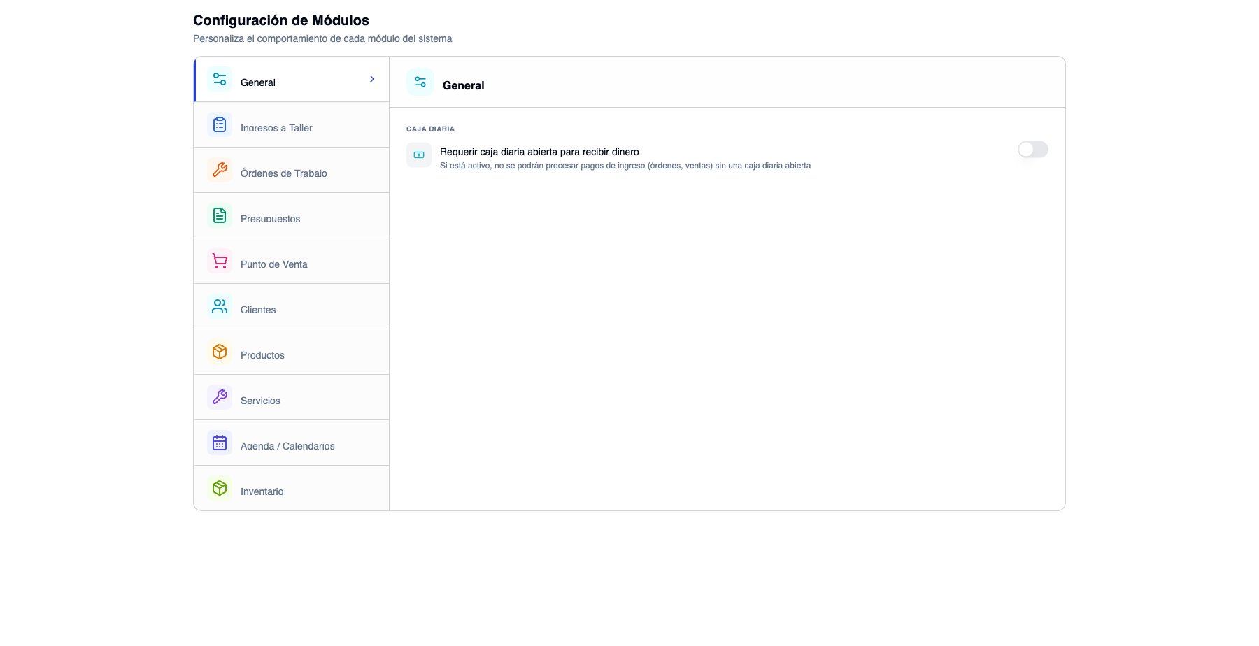 Configuración de módulos